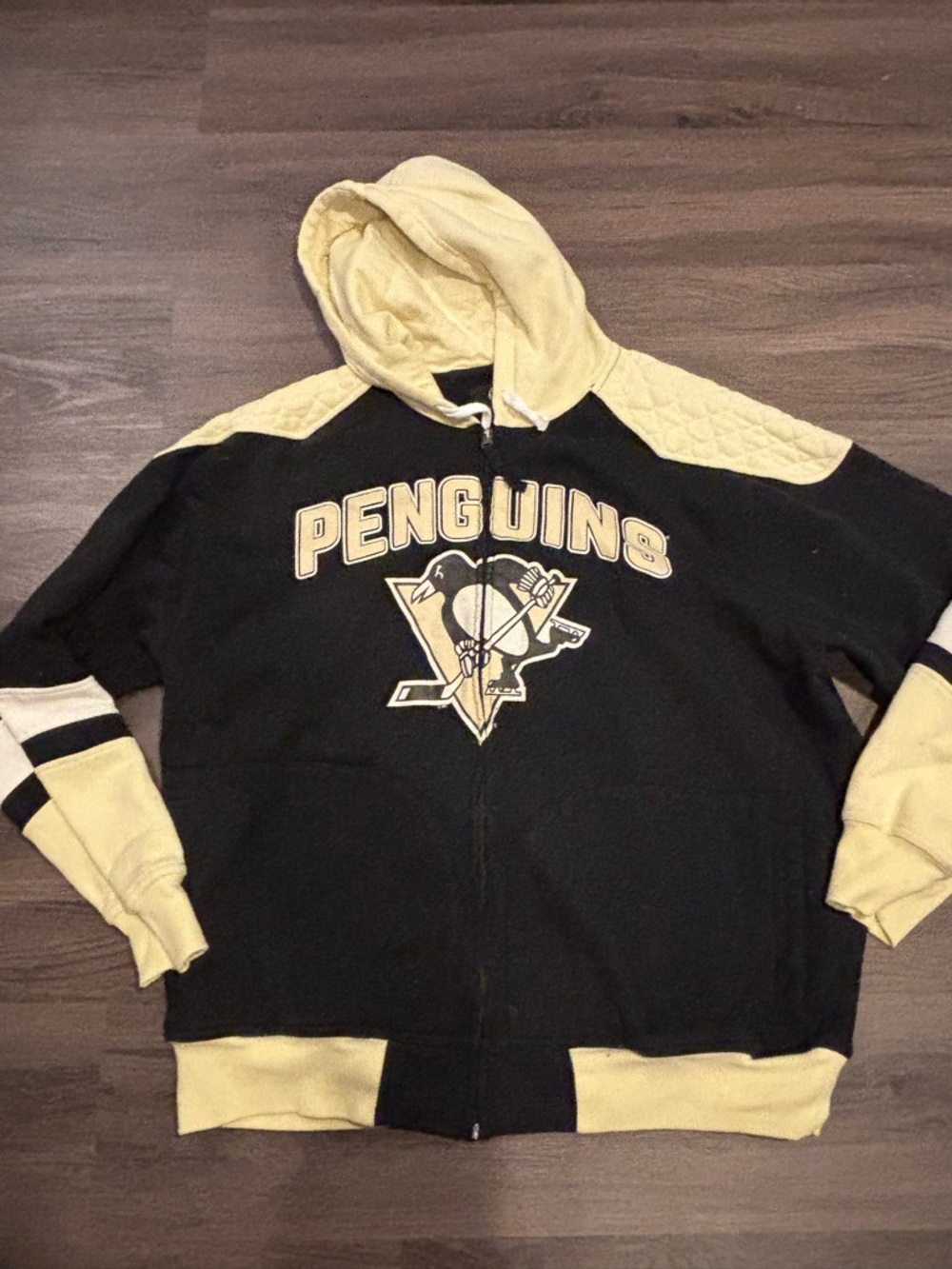 NHL Pittsburgh Penguins Black and Yellow Hoodie Sweatshirt